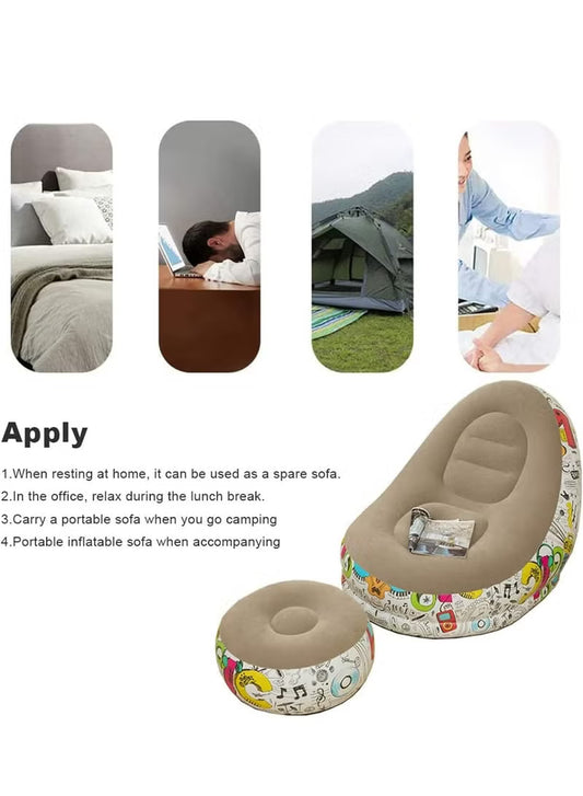 Inflatable Lazy Sofa Chair with Footrest & Air Pump